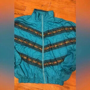 VINTAGE Grand Prix XL blue zipper jacket coat nylon activewear